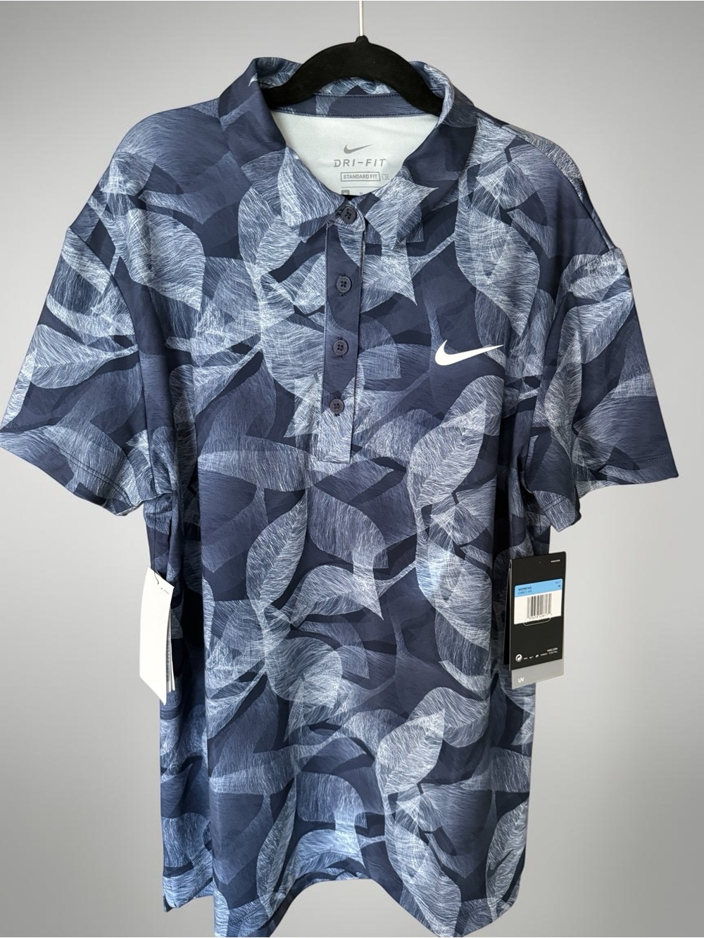 Nike Dri-FIT  Blue Leaf-Print Polo
